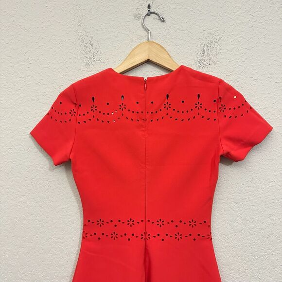 LIKELY Eyelet Manhattan Mini Dress Red Short Sleeve Party NWT *FLAWS* - Picture 6 of 15